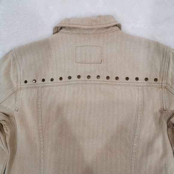 Ralph Lauren Vintage Studded Trucker Style Denim Jacket in Tan - Sz XS - Picture 7 of 13
